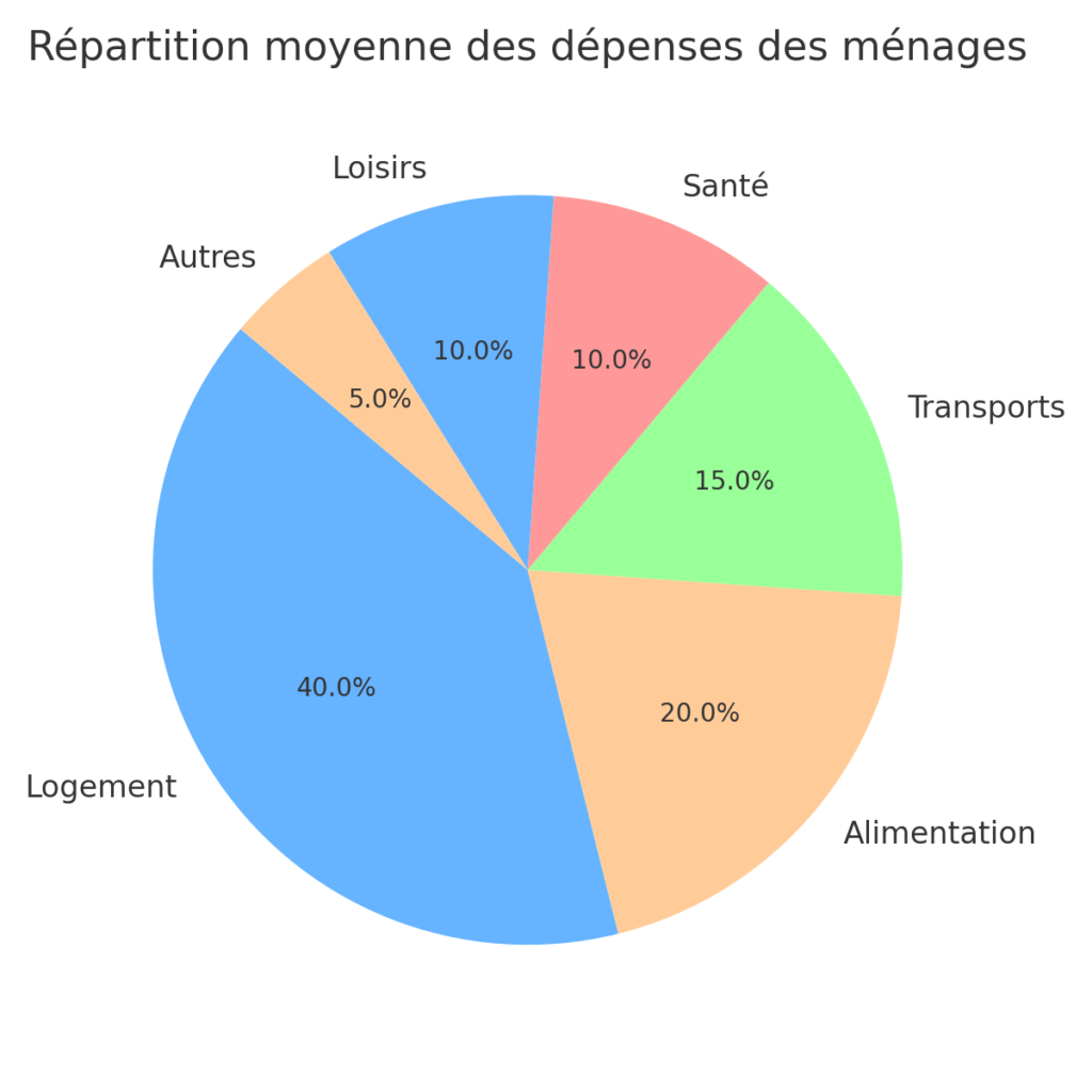 Répartition moyenne des dépenses des ménages.