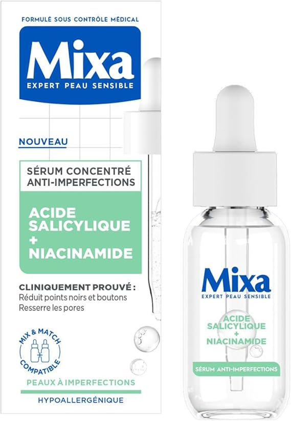 Flacon de Sérum Concentré Anti-Imperfections avec Acide Salicylique et Niacinamide.